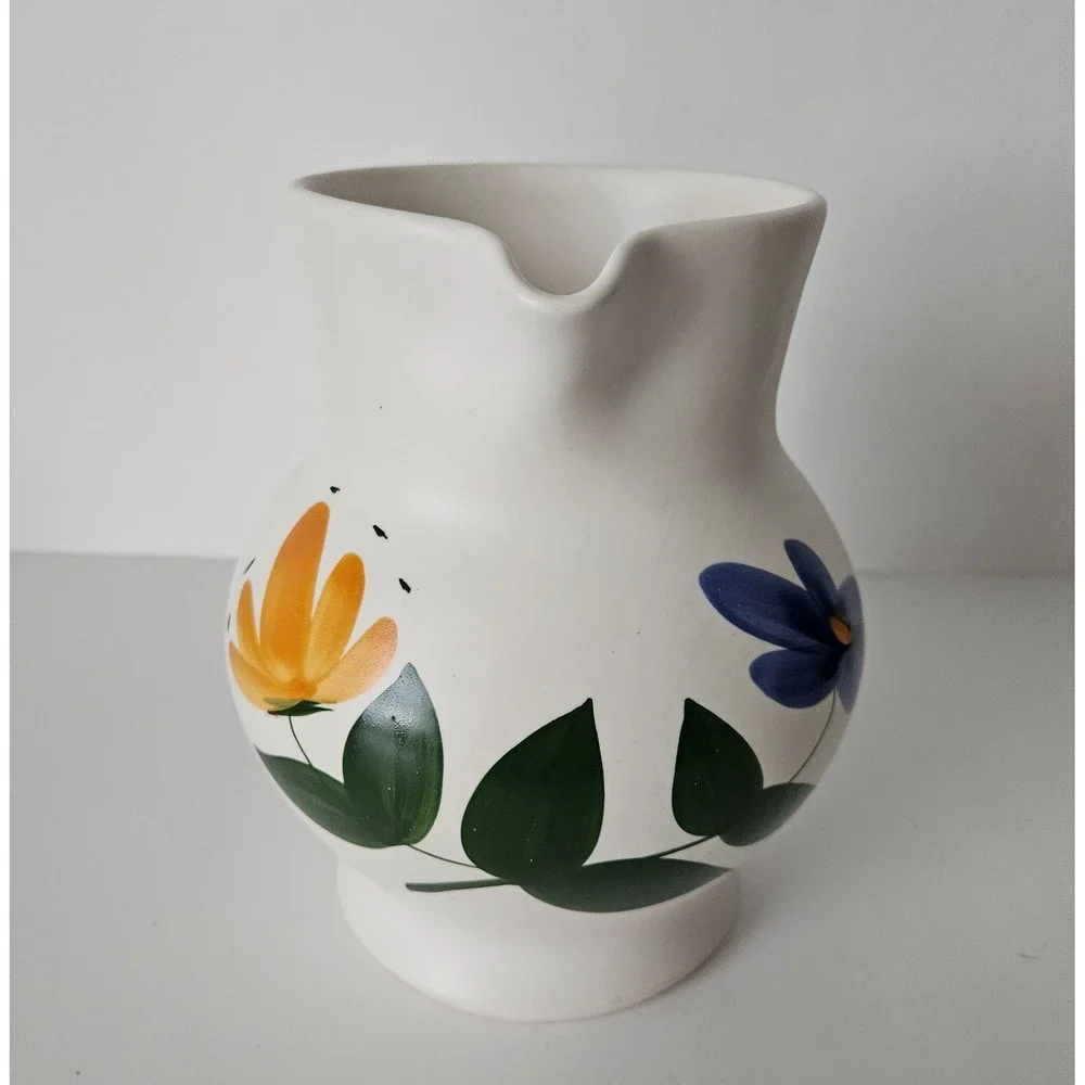 VTG MCM Pottery Pitcher Vase Poteries du Marais France Cottage French Provincial